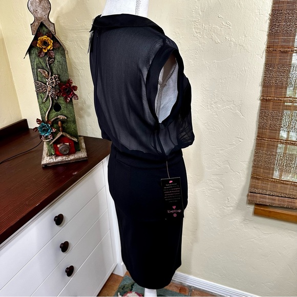 NWT! Bebe Black Blouse Dress - Picture 5 of 7